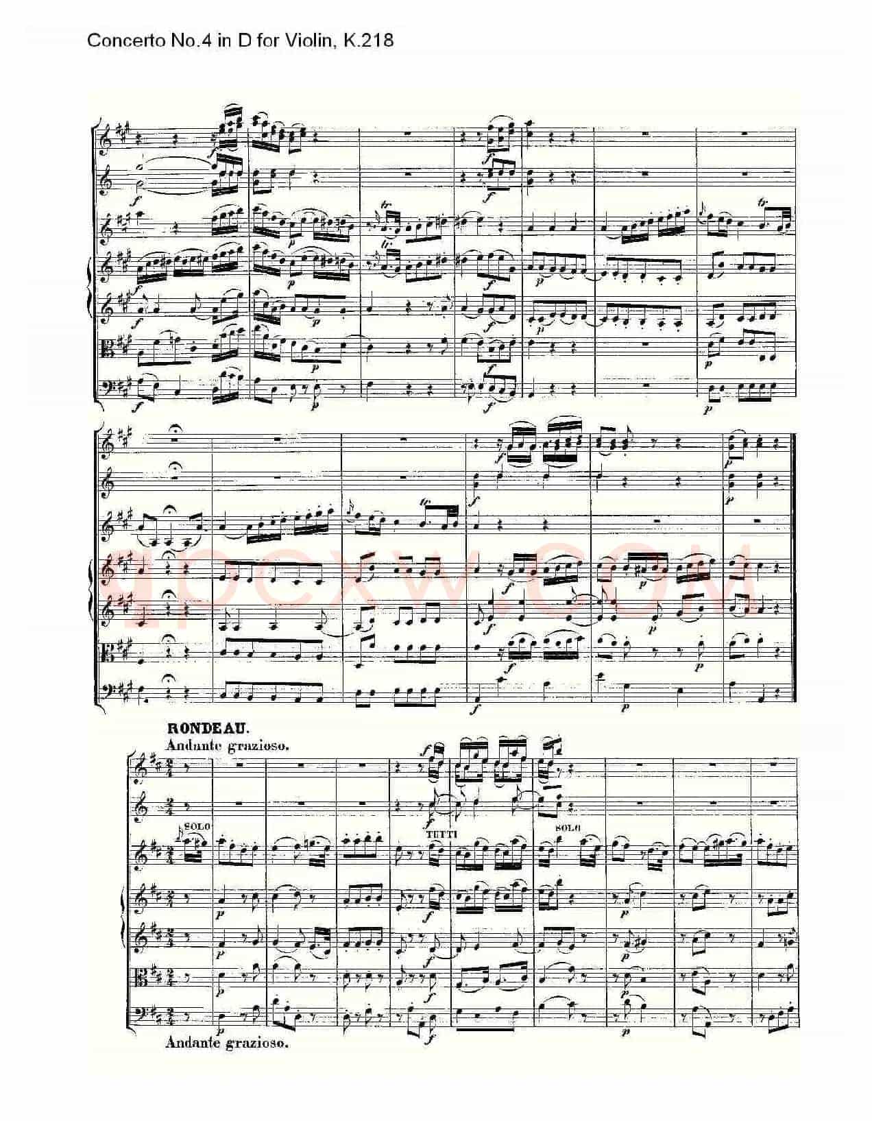 Concerto No.4 in D for Violin, K.218（D调小提琴第四协奏曲，K）
