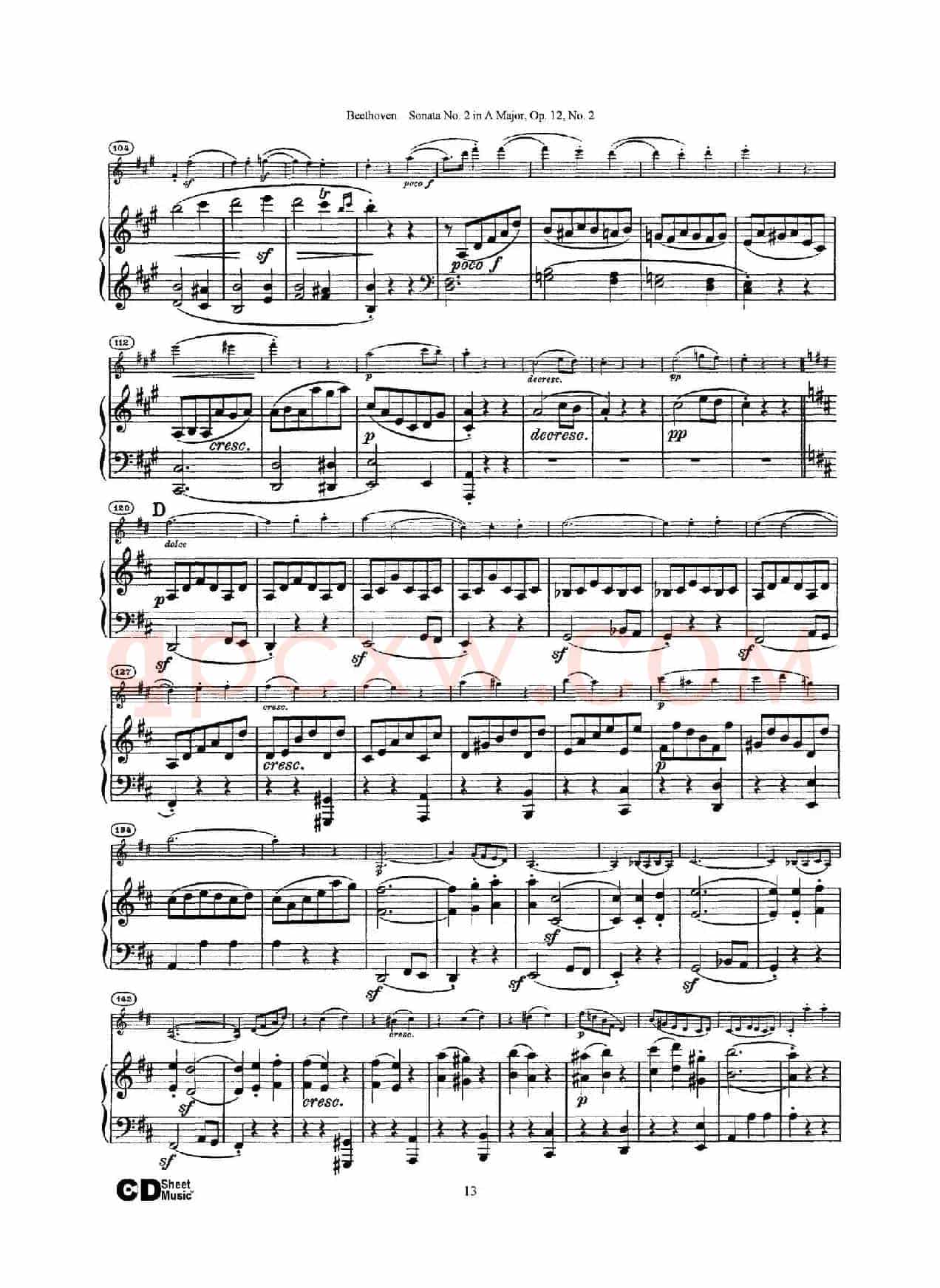 A大调第二小提琴奏鸣曲（Sonata No.2 in A Major Op.12,No.2）（小提琴+钢琴伴奏）
