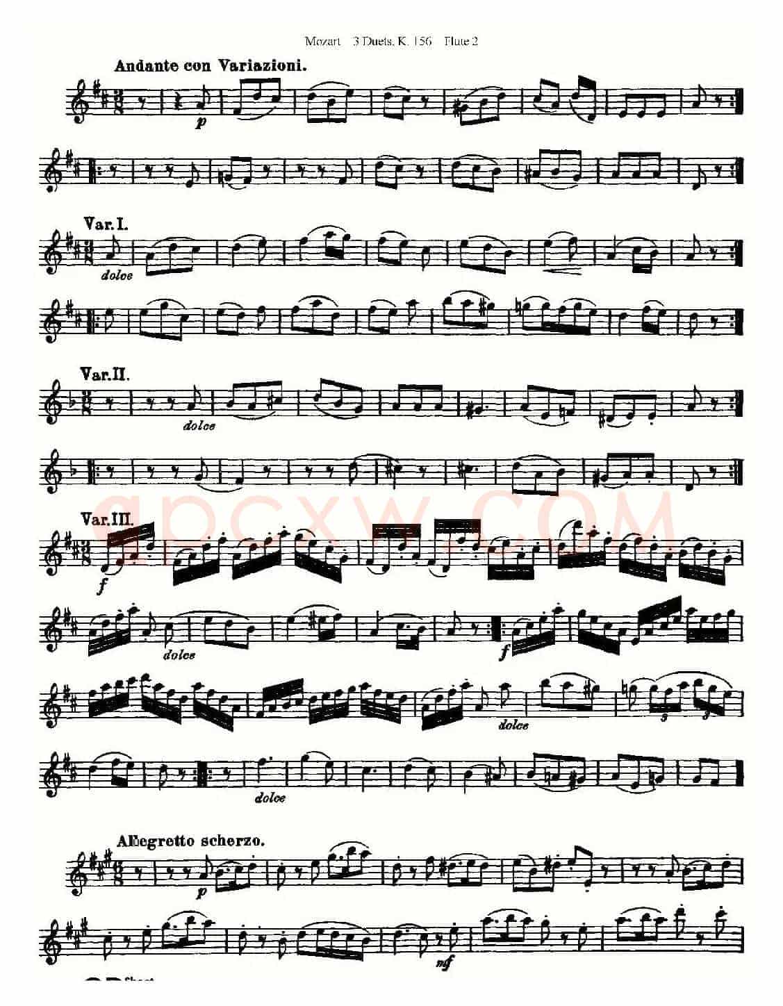 3 Duets K.156 之第二长笛（二重奏三首 K156号）