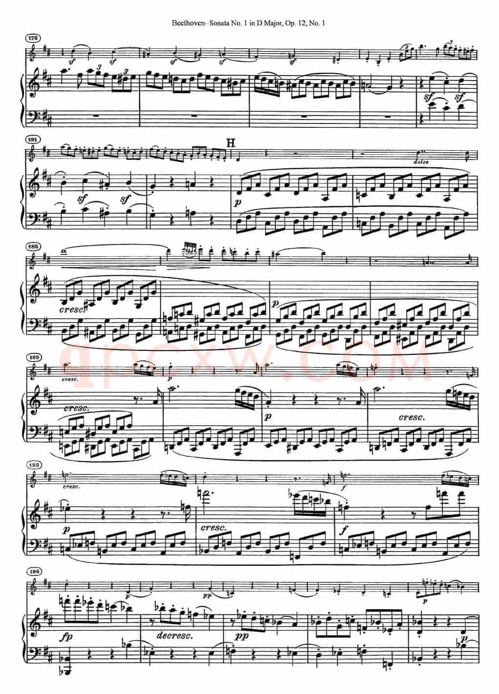 Violin Sonata No.1 in D Major Op.12 No.1（小提琴+钢琴伴奏）