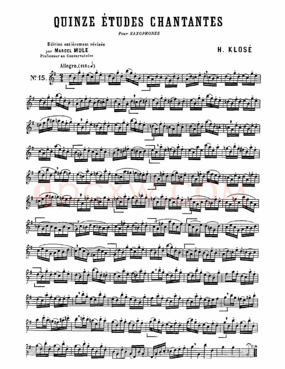 Klose Etudes Chantantes Pour Saxophone（练习曲之十五）