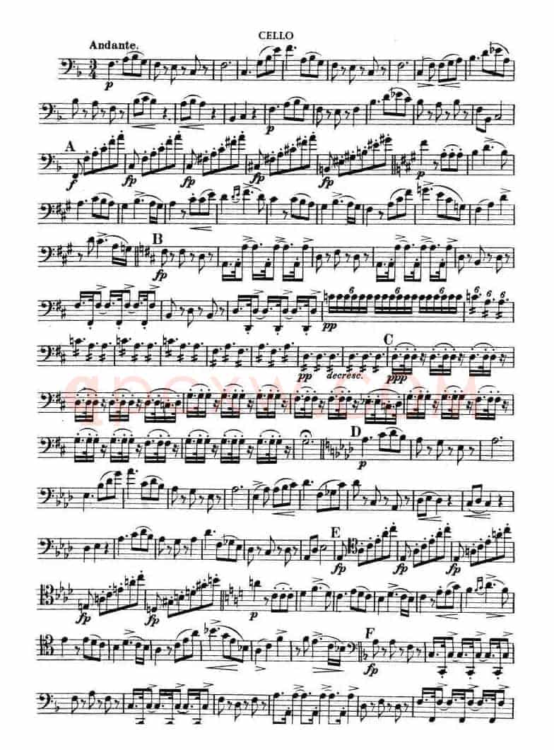 TROUT-QUARTET（大提琴谱）
