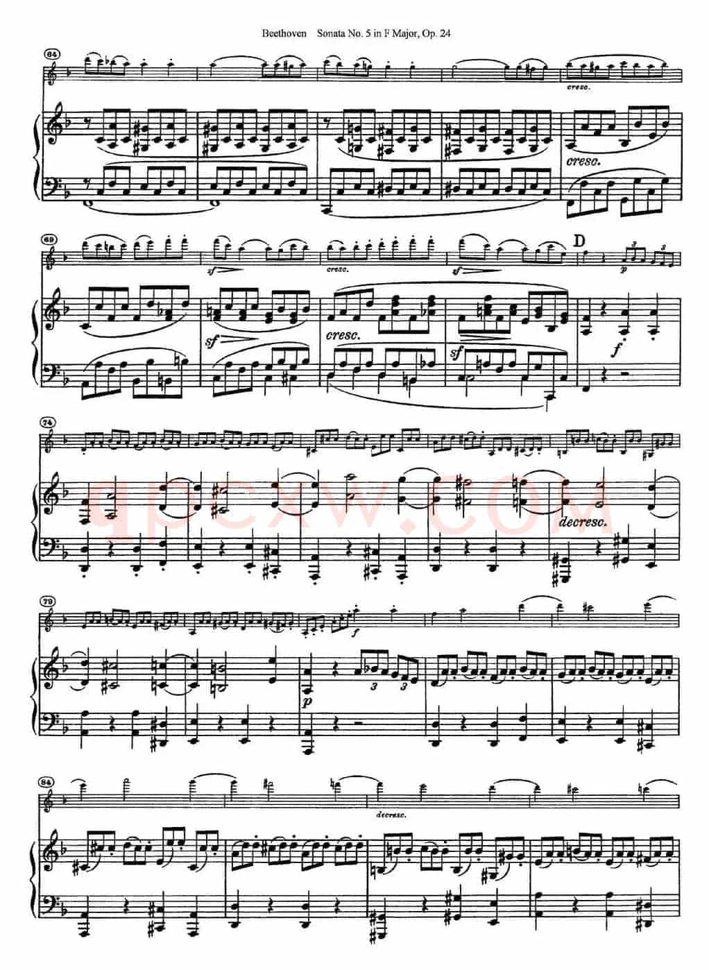 Violin Sonata No.5 in F Major Op.24（小提琴+钢琴伴奏）