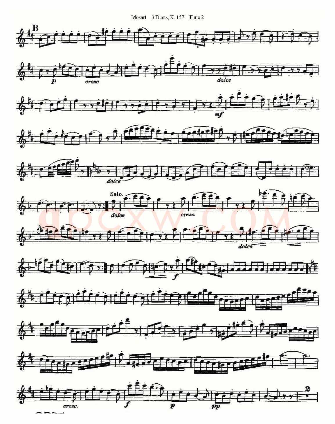 3 Duets K.157 之第二长笛（二重奏三首 K157号）