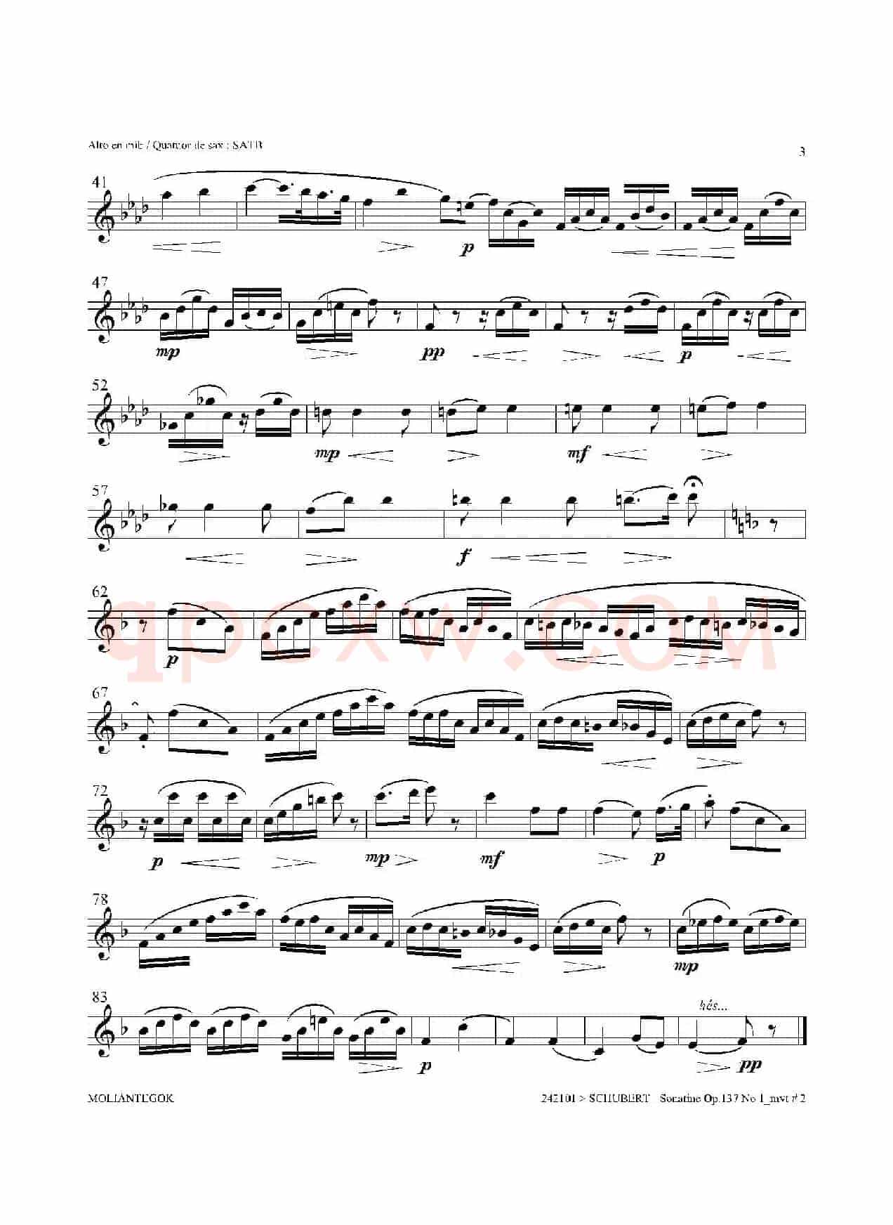 Sonatine Op.137 No 1(四重奏中音萨克斯分谱)