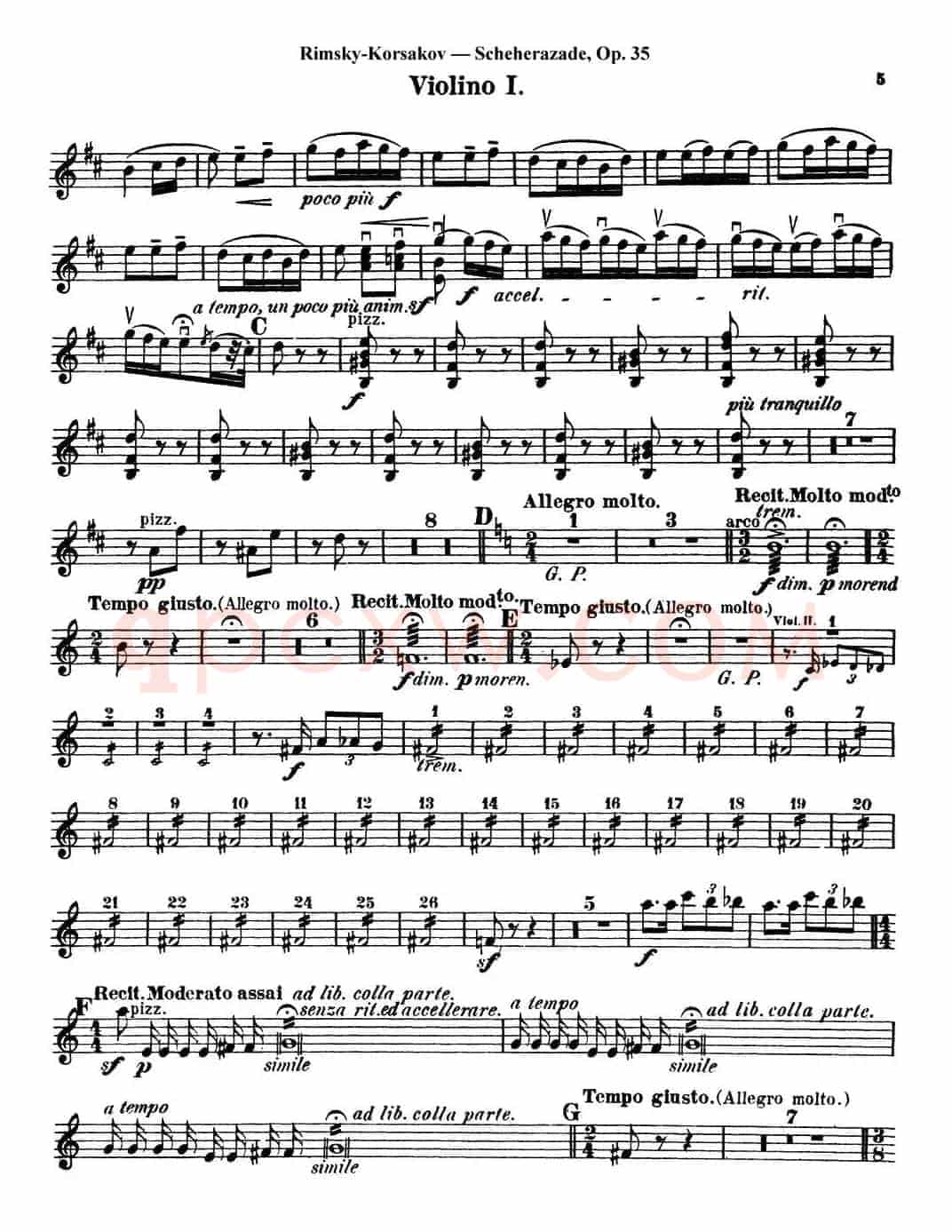 Scheherazade(Ⅱ)Op.35(第一小提琴)