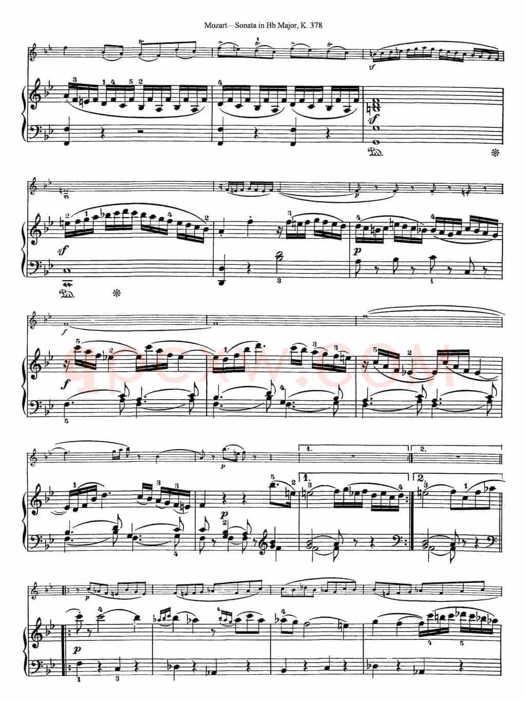 Violin Sonata in Bb Major K.378（小提琴+钢琴伴奏）