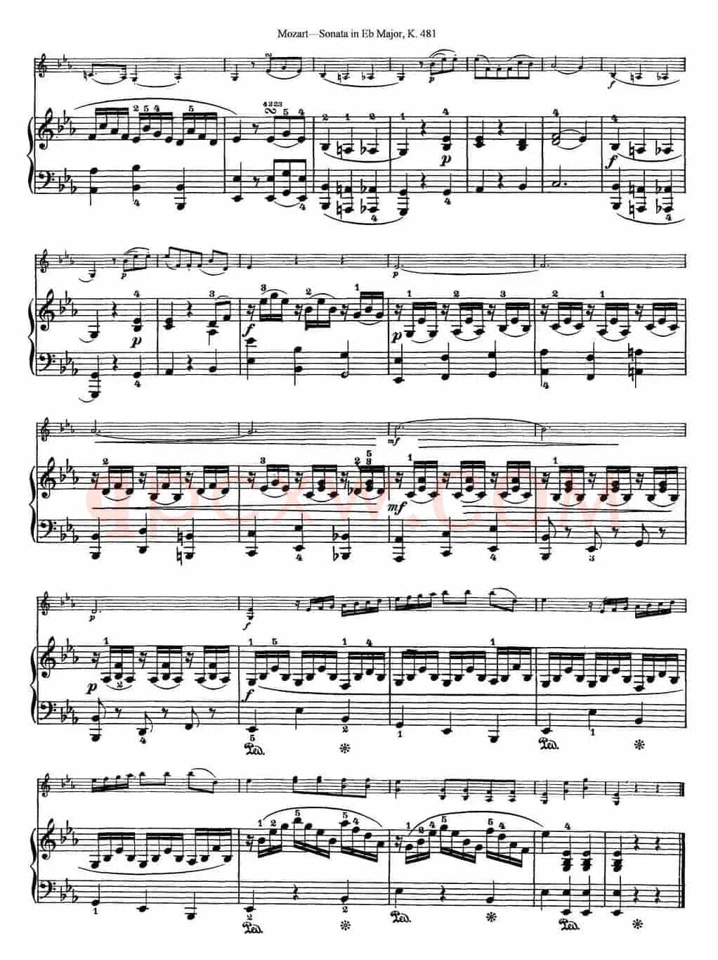 Violin Sonata in Eb Major K.481（小提琴+钢琴伴奏）