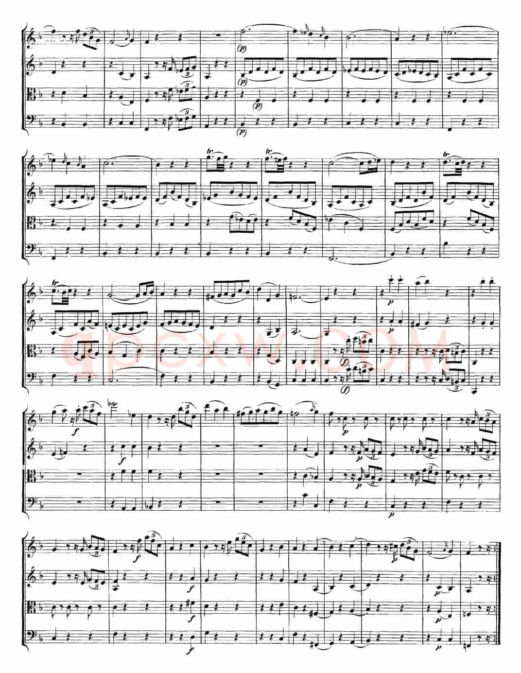 Mozart《Quartet No.5 in F Major,K.158》（总谱）