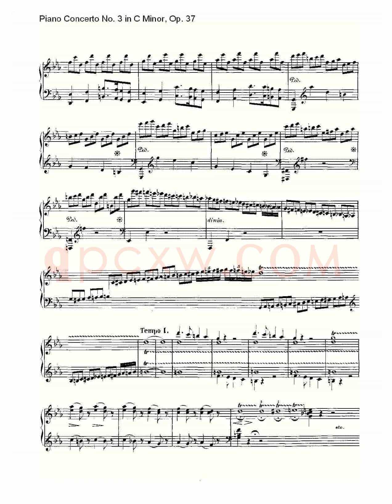 C小调钢琴第三协奏曲 Op.37  华彩乐章