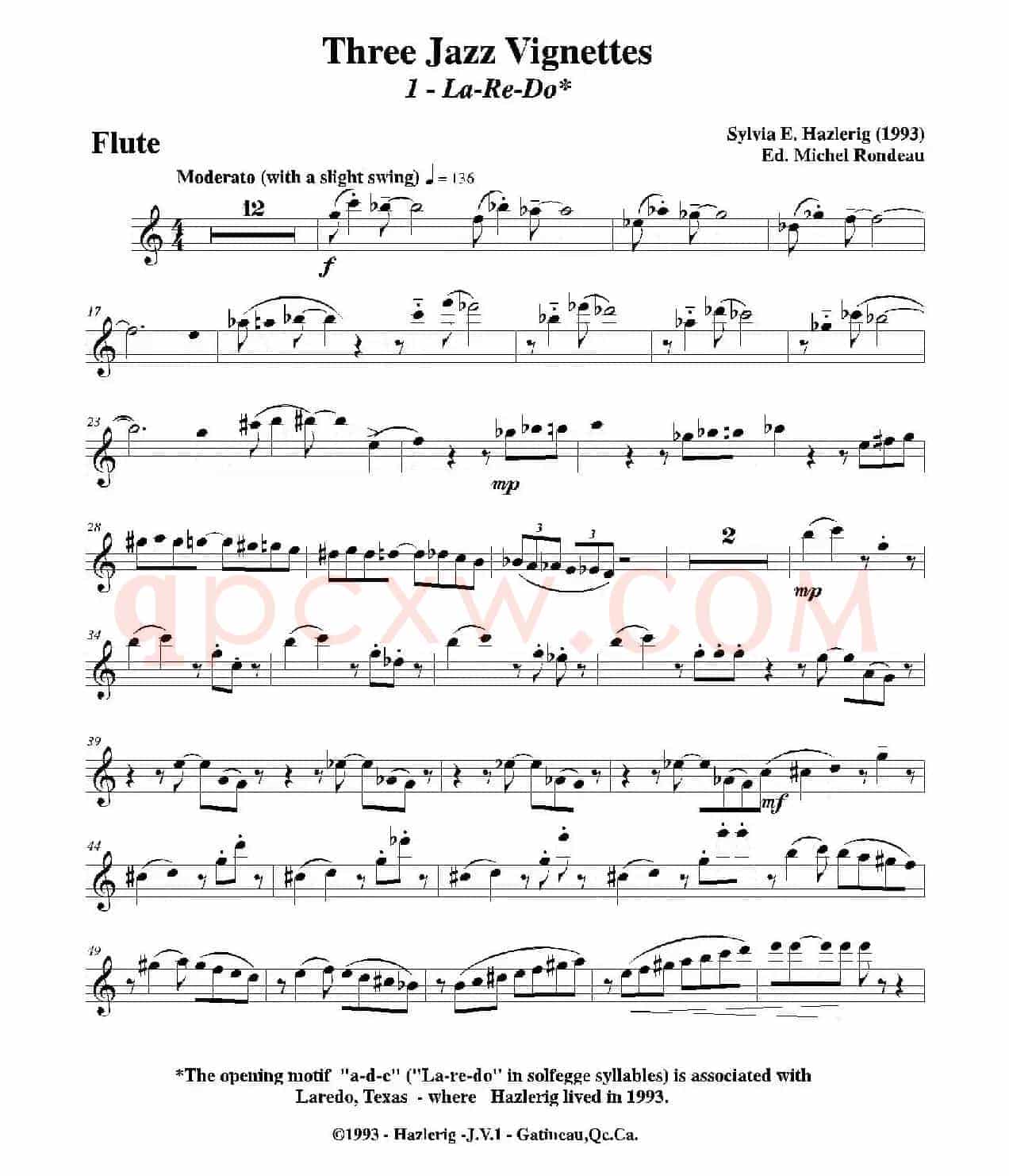 Three jazz vignettes（第一乐章）（三重奏长笛分谱）