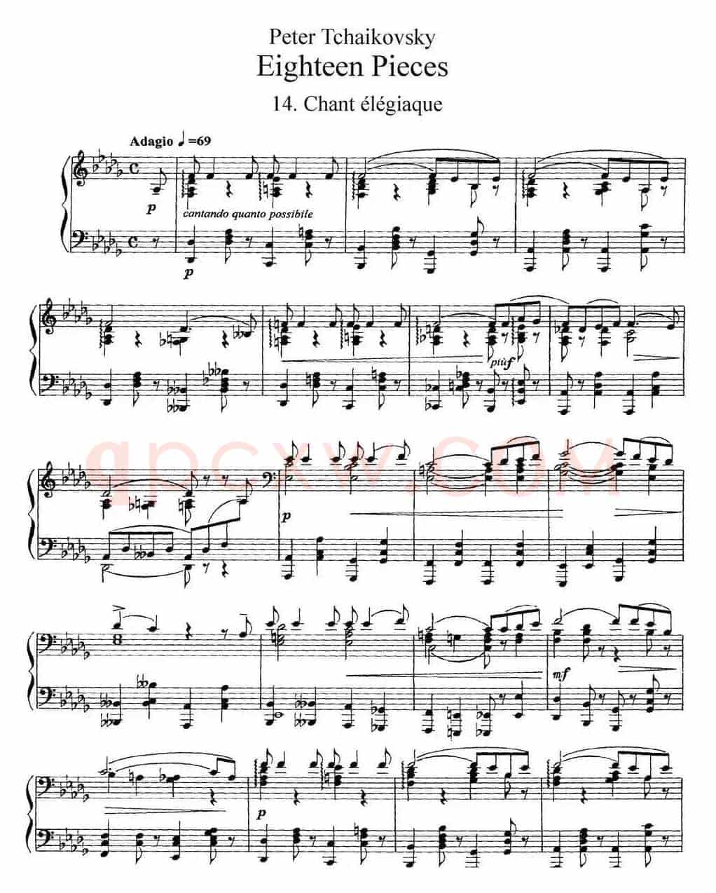 柴可夫斯基18首钢琴小品Op.72(14.Chant elegiaque)