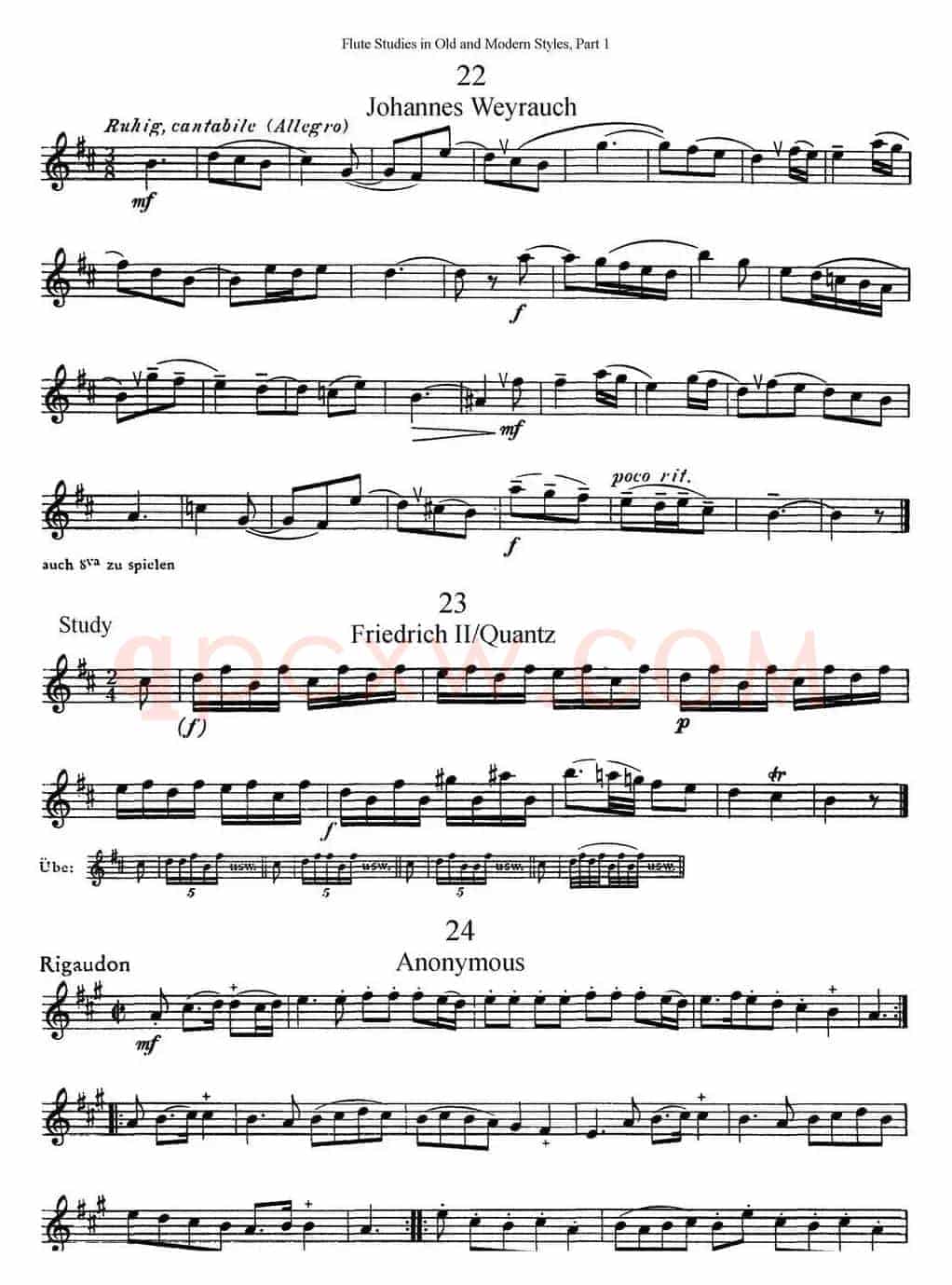 斯勒新老风格长笛练习重奏曲（第一部分）（NO.22-NO.26）