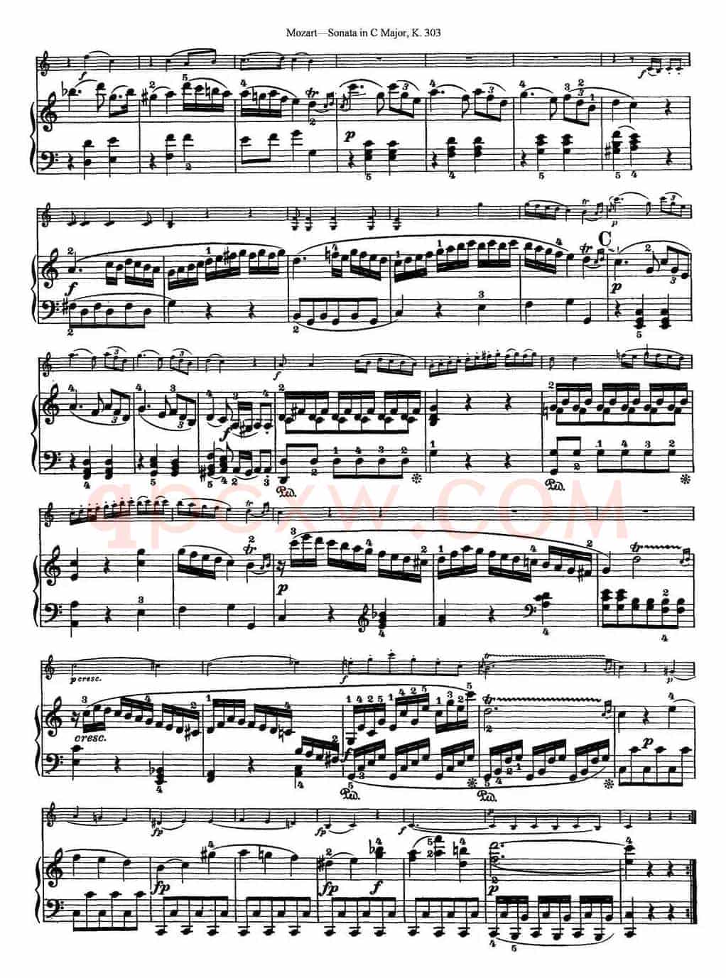 Violin Sonata in C Major K.303（小提琴+钢琴伴奏）