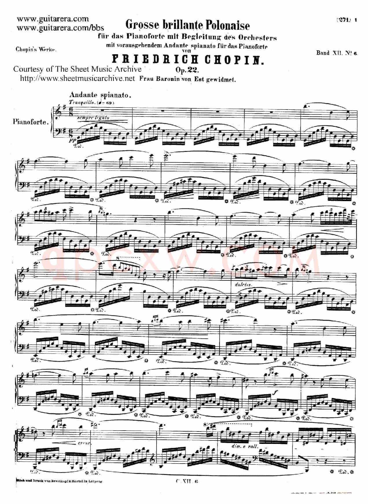 Grande Polonaise Brilliante Preceded by an Andante Spianato Op.22（平静的行板与华丽的波兰舞曲·总谱）