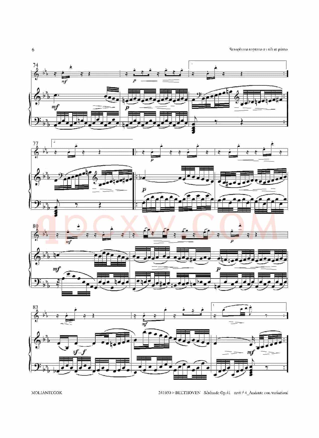 小夜曲 Op.41（高音萨克斯+钢琴伴奏）