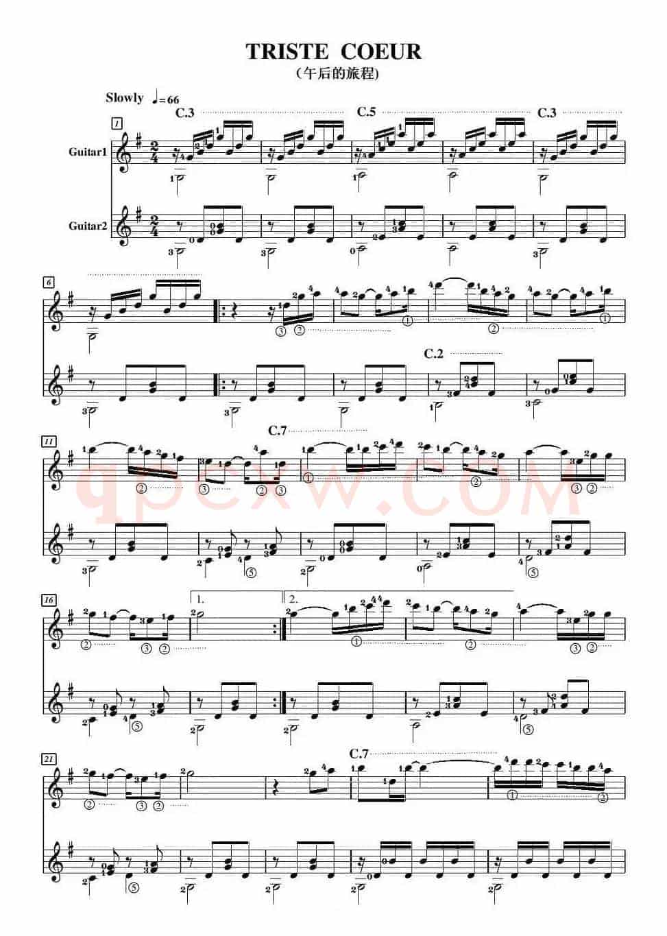 TRISTE COEUR（午后的旅程 [吉他二重奏]）
