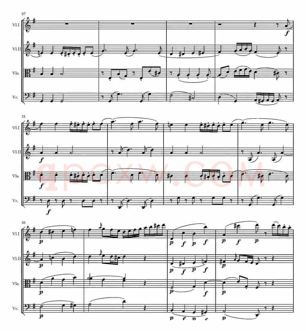 String Quartet KV.387（G大调弦乐四重奏）