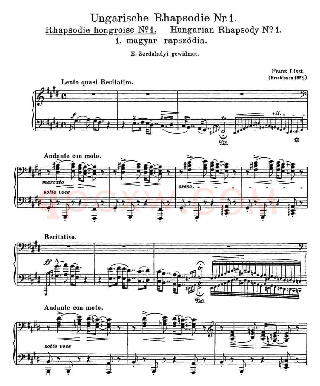 李斯特 匈牙利狂想曲 Hungarian Rhapsodies S.244 No.1