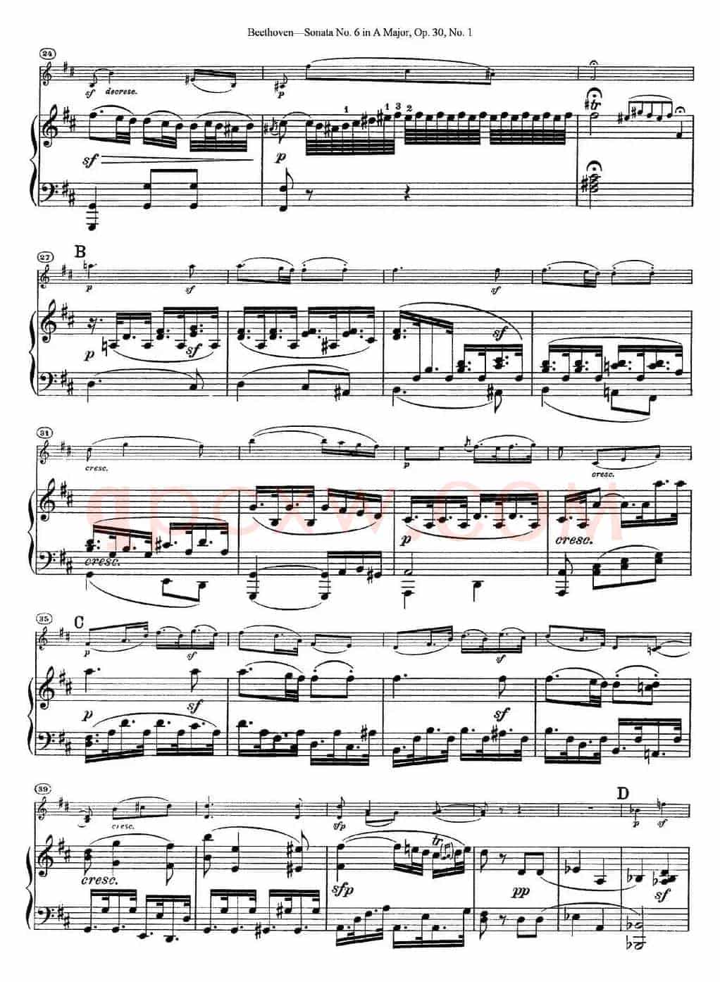 Violin Sonata No.6 in A Major Op.30 No.1（小提琴+钢琴伴奏）