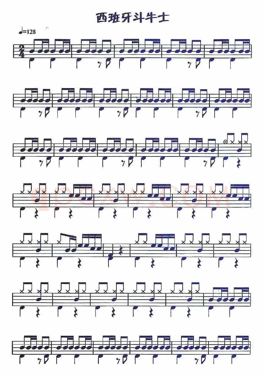 架子鼓谱：应用乐曲集《西班牙斗牛士》