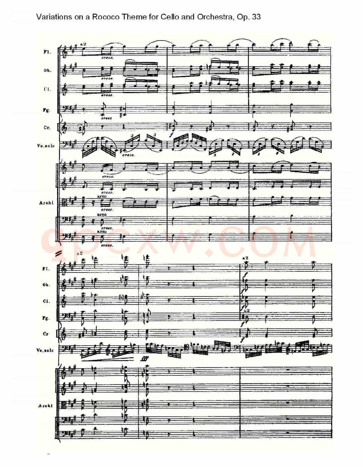 大提琴与管弦乐洛可可主题a小调变奏曲, Op.33(二)