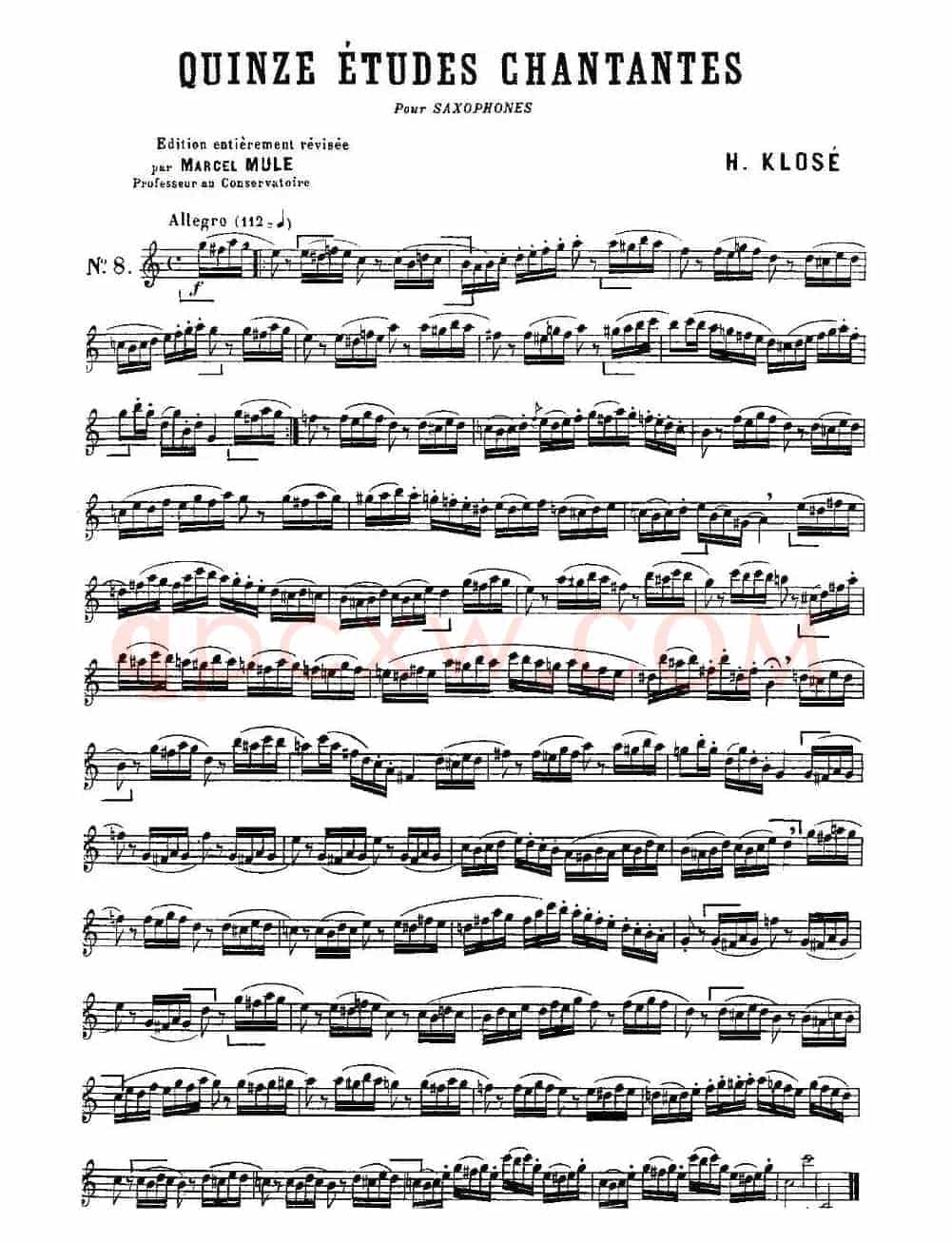 Klose Etudes Chantantes Pour Saxophone（练习曲之八）
