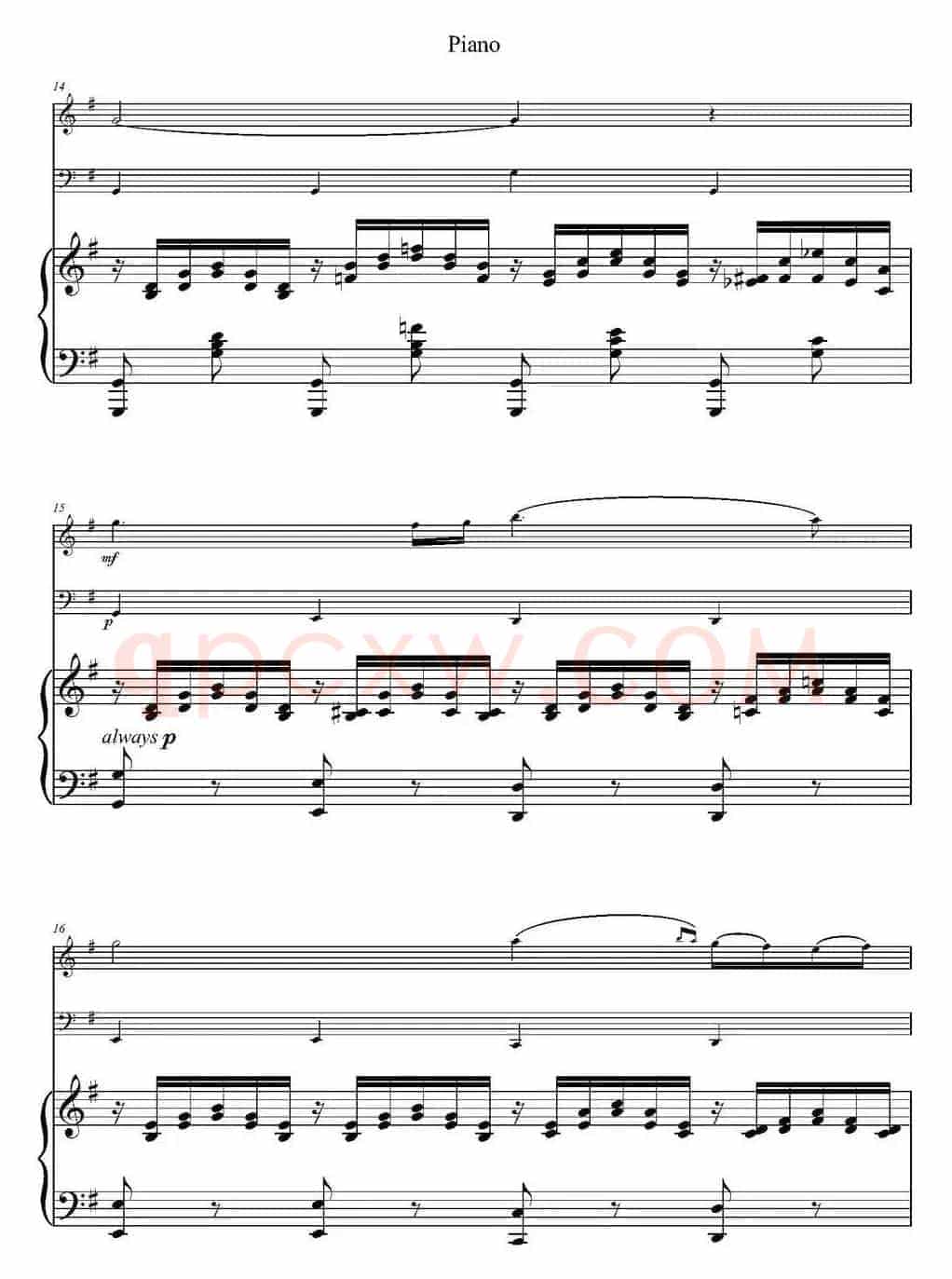 Ave Maria（小提琴+大提琴+钢琴伴奏、E.Schubert作曲版）