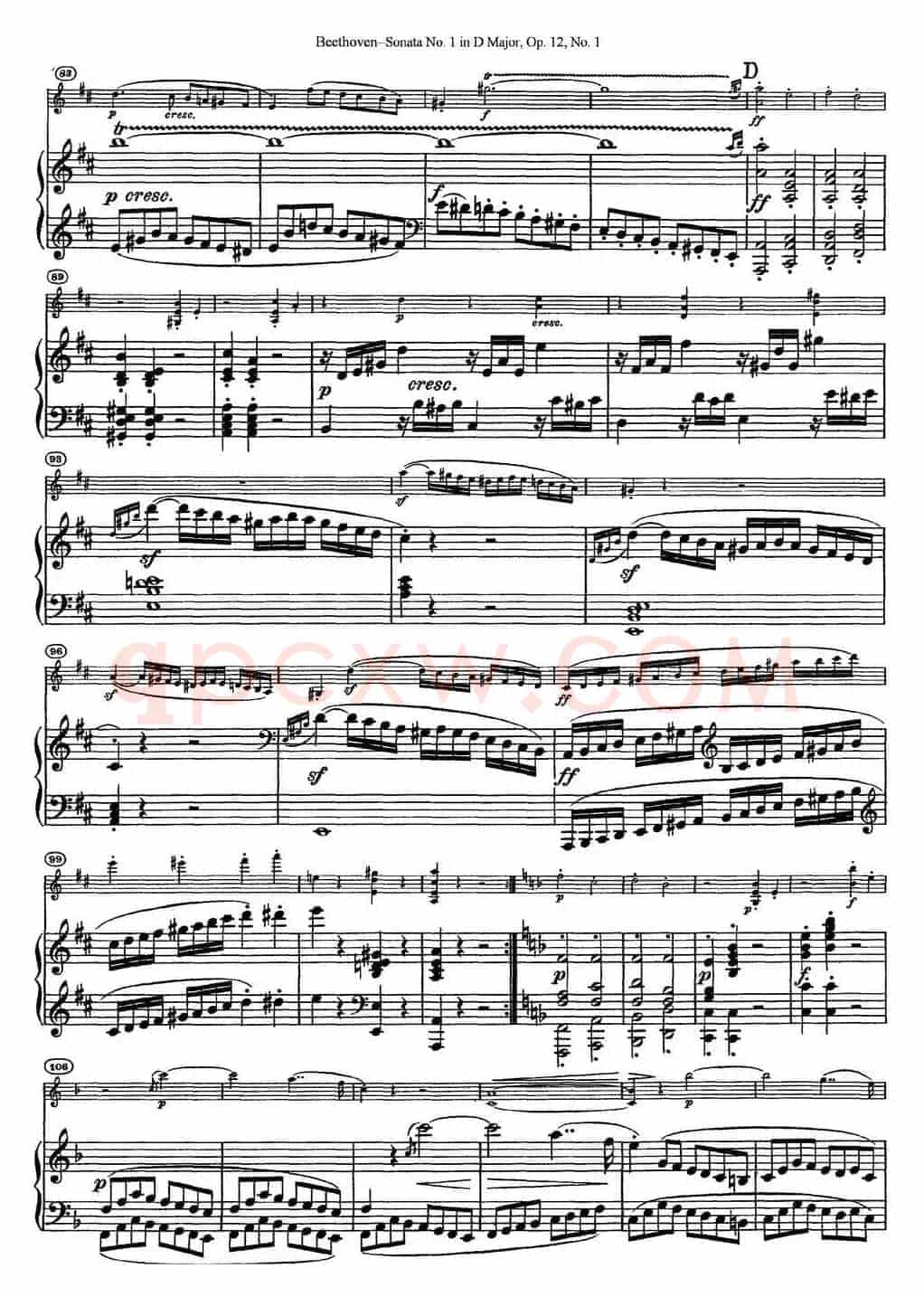 Violin Sonata No.1 in D Major Op.12 No.1（小提琴+钢琴伴奏）