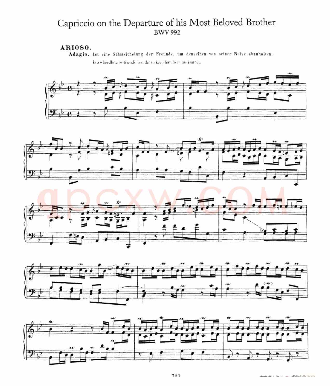 Capriccio in B-flat Major BWV 992(降B大调随想曲)