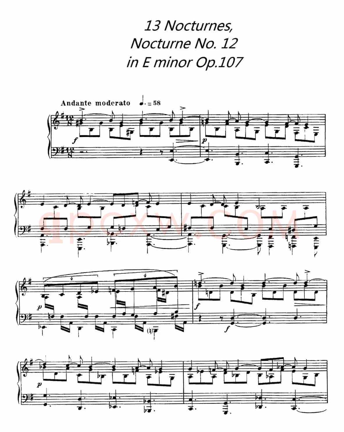 13 Nocturnes, Nocturne No. 12 in E minor （Op.107）