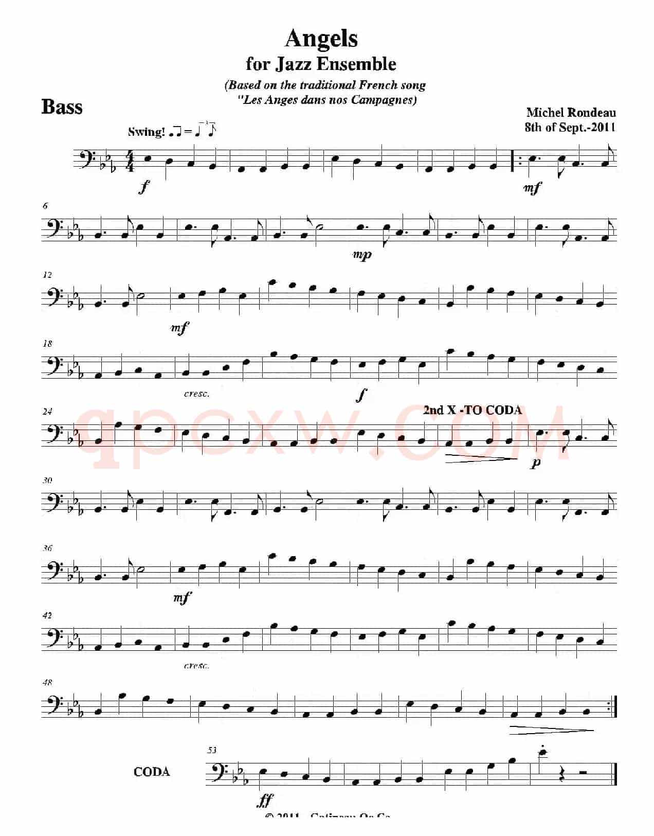 Angels for Jazz Ensemble（贝司分谱）