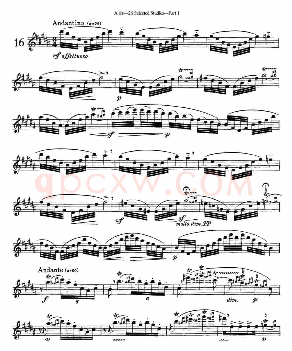 阿尔泰斯26首精选长笛练习曲（NO.16）