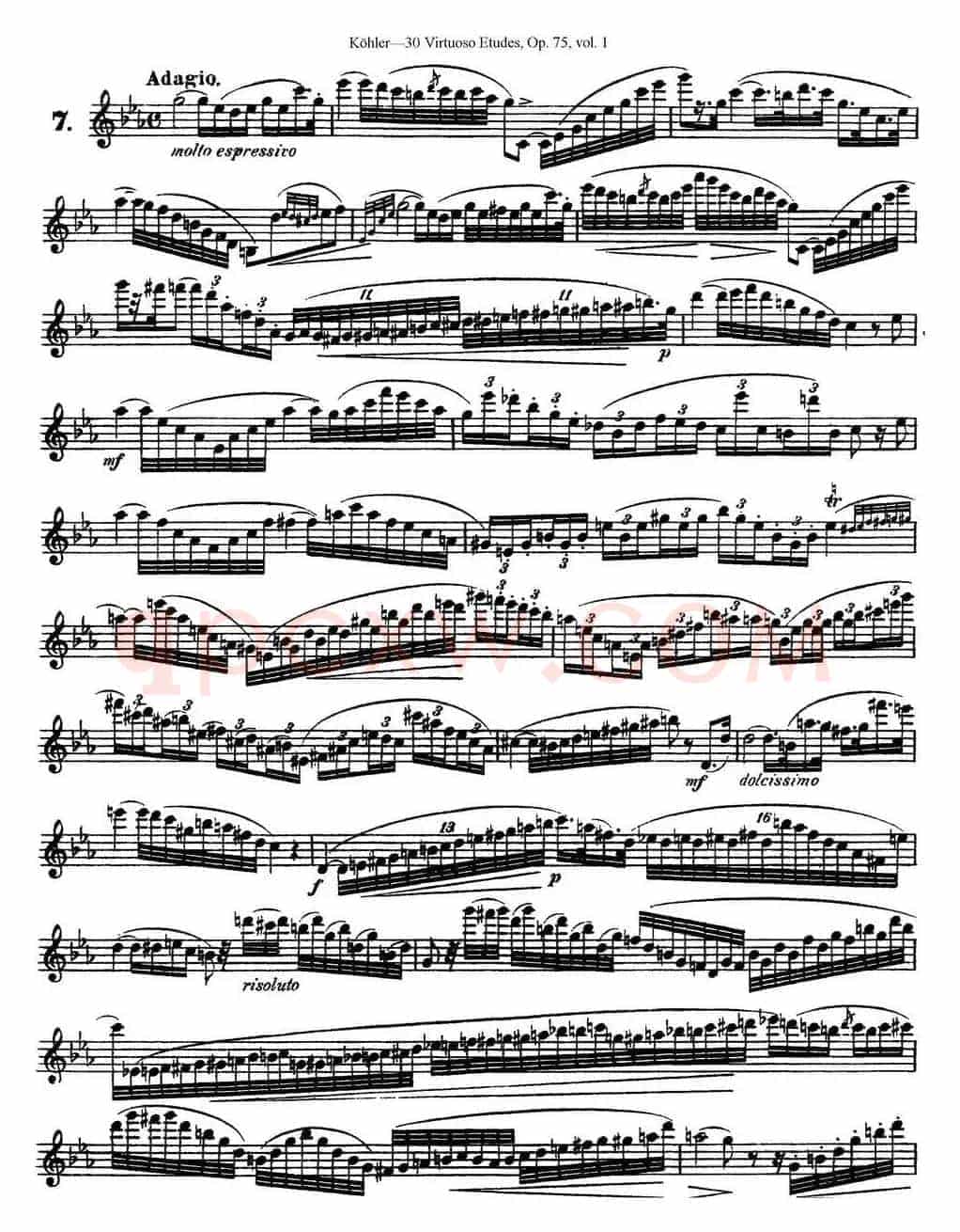柯勒30首高级长笛练习曲作品75号（NO.7）