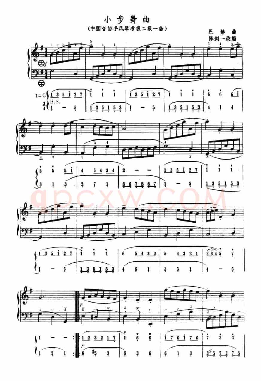 小步舞曲（中国音协手风琴考级二级一套）（五线谱+简谱）