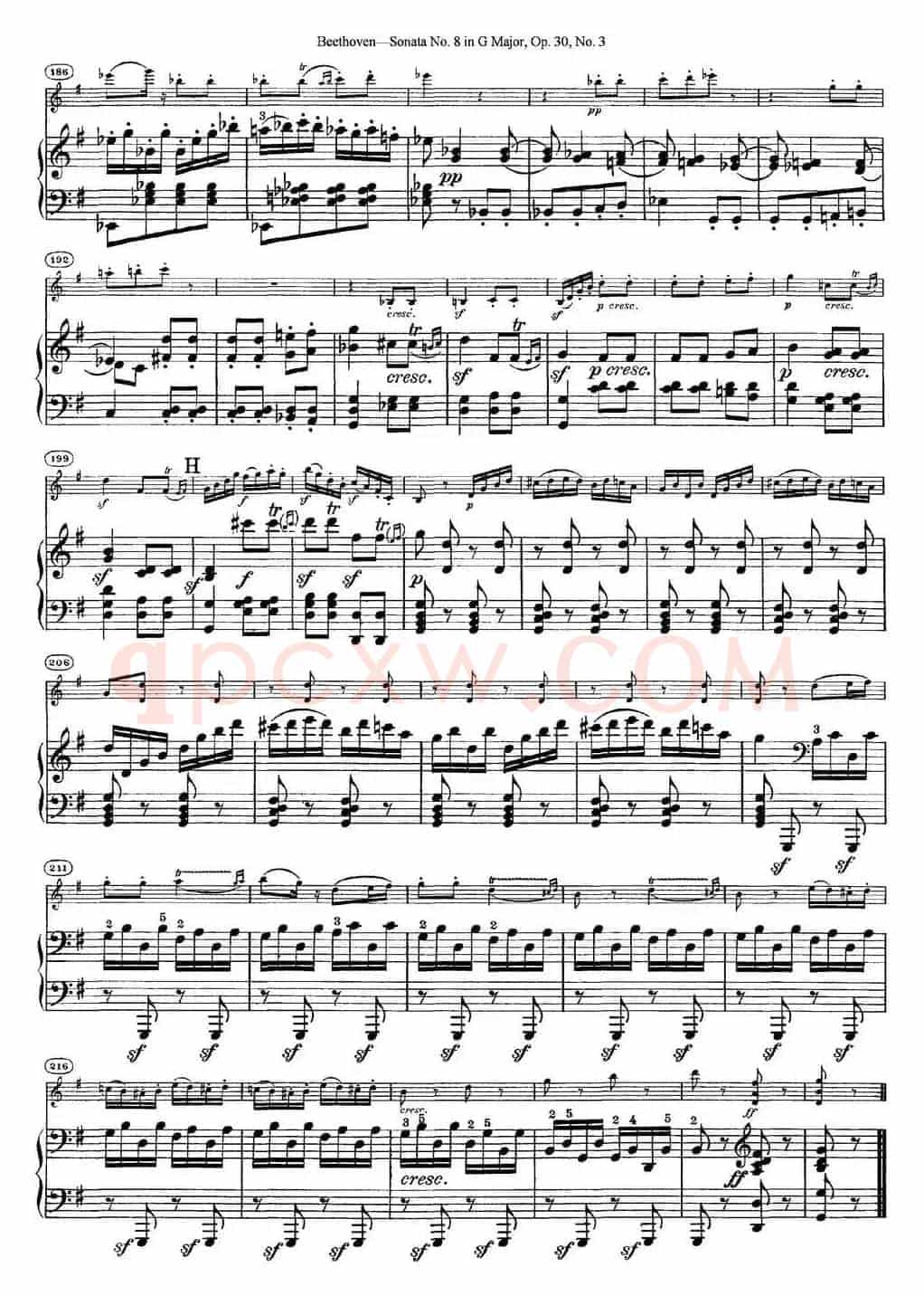 Violin Sonata No.8 in G Major Op.30 No.3（小提琴+钢琴伴奏）