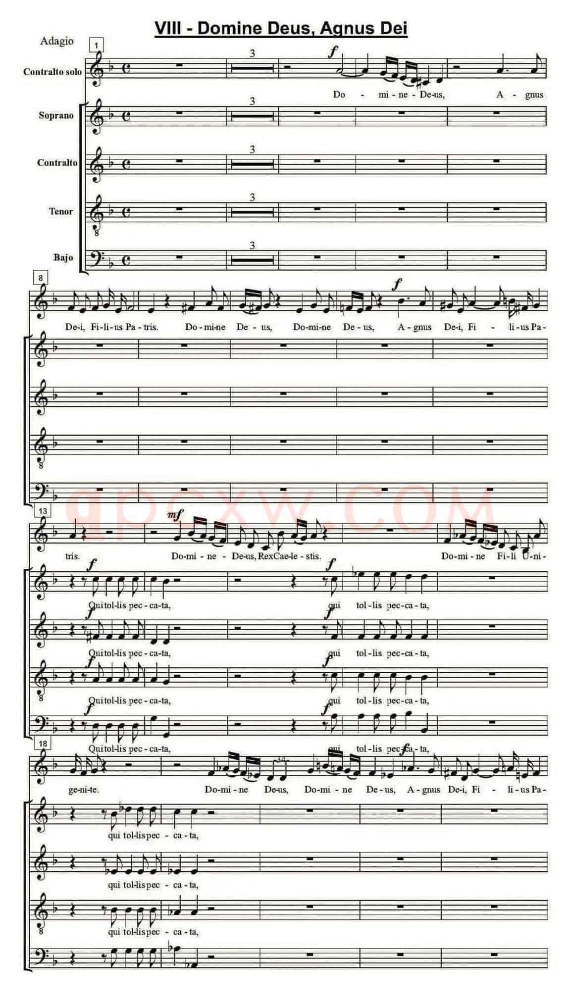 Domine Deus，Agnus Dei（萨克斯四重奏）