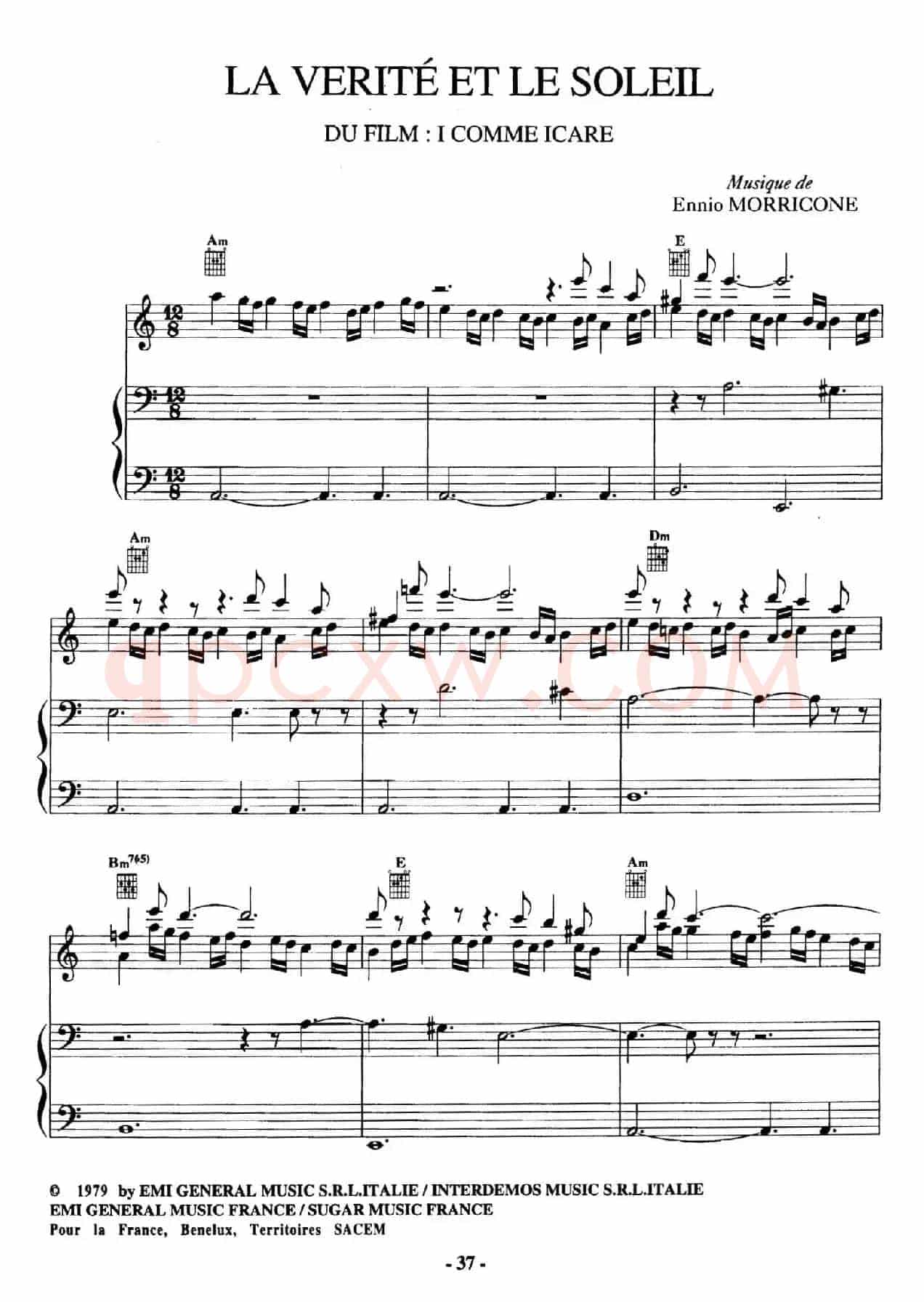 电影配乐大师莫瑞康最佳20首钢琴谱（Best of Ennio Morricone·11）