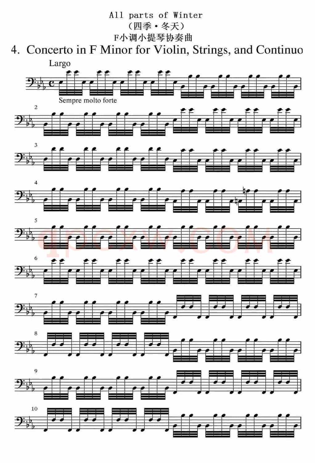 All parts of Winter（四季·冬天）（大提琴分谱）