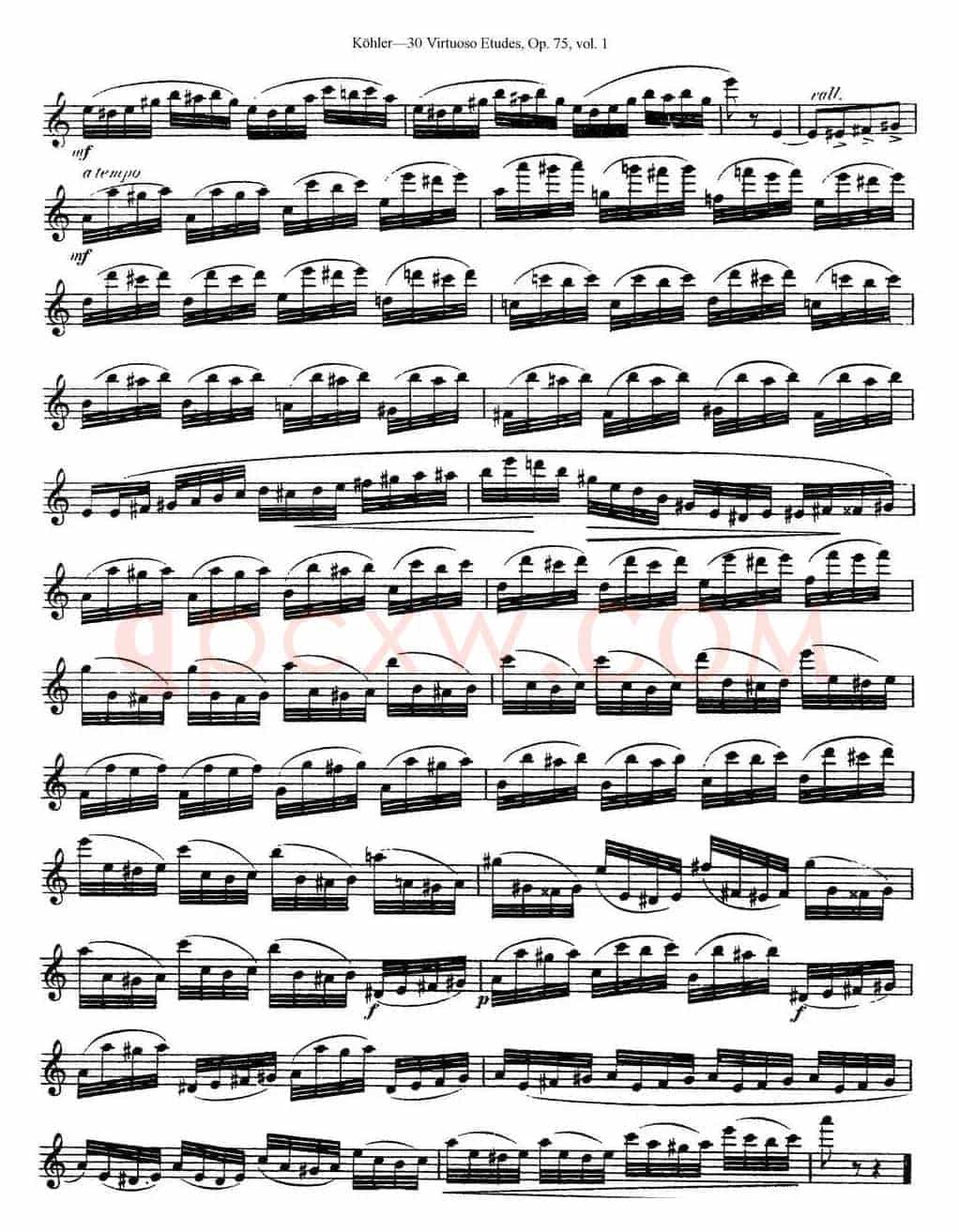 柯勒30首高级长笛练习曲作品75号（NO.6）