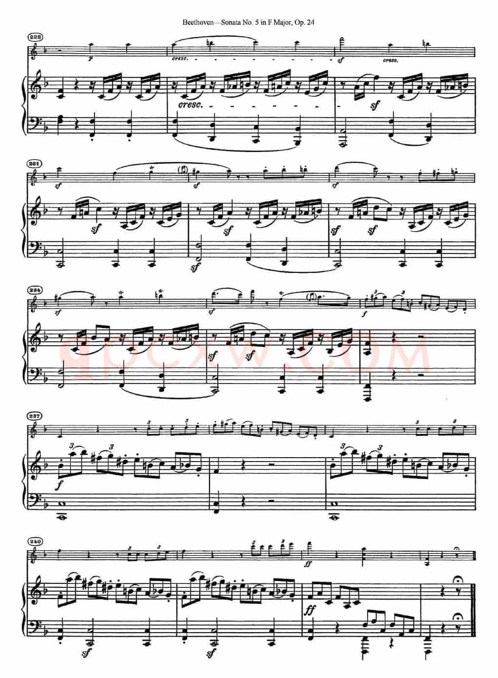Violin Sonata No.5 in F Major Op.24（小提琴+钢琴伴奏）