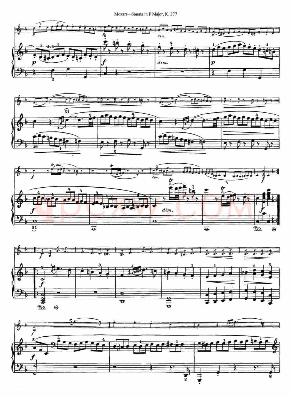 Violin Sonata in F Major K.377（小提琴+钢琴伴奏）