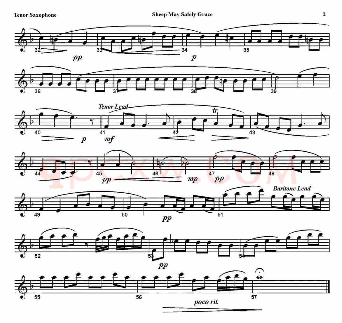 SHEEP MAY SAFELY GRAZE（四重奏·次中音萨克斯分谱）