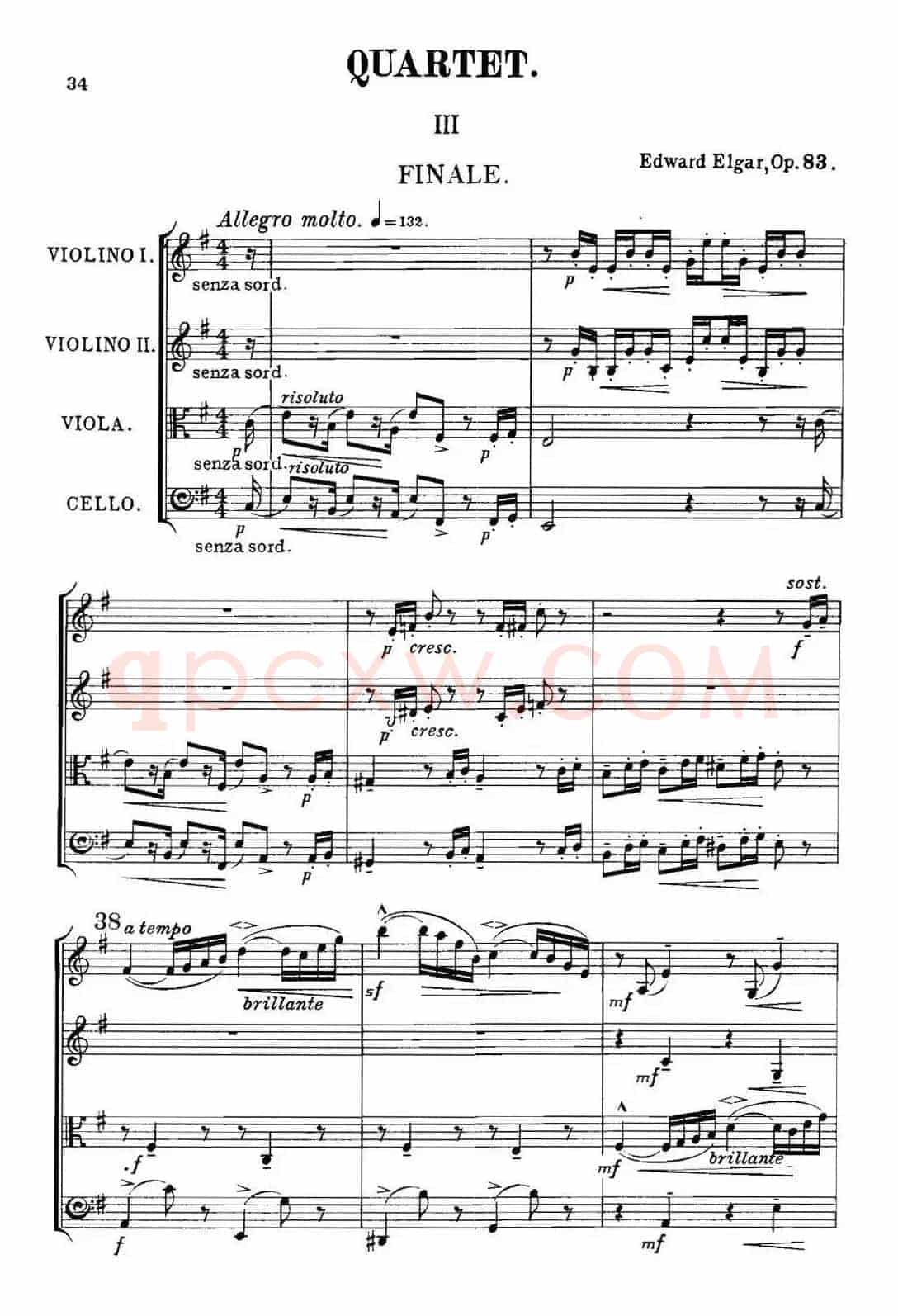 QUARTET Op.83(第三部分)(弦乐四重奏)