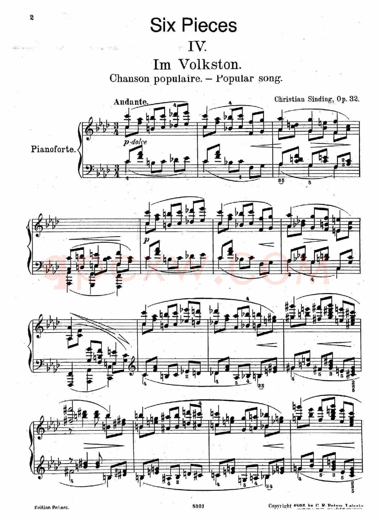 Six Pieces Op.32(6首小品·4. 挪威民歌)