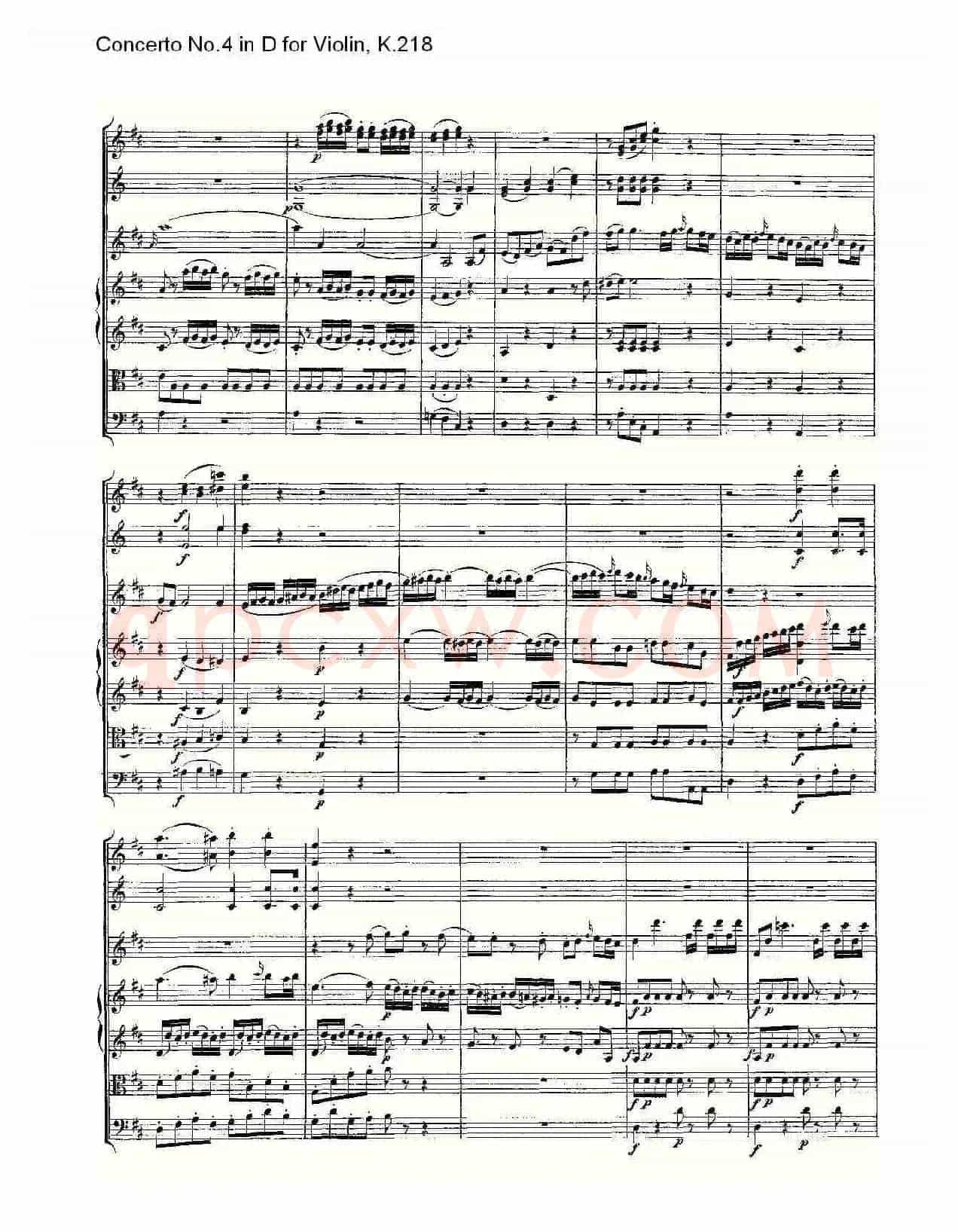 Concerto No.4 in D for Violin, K.218（D调小提琴第四协奏曲，K）