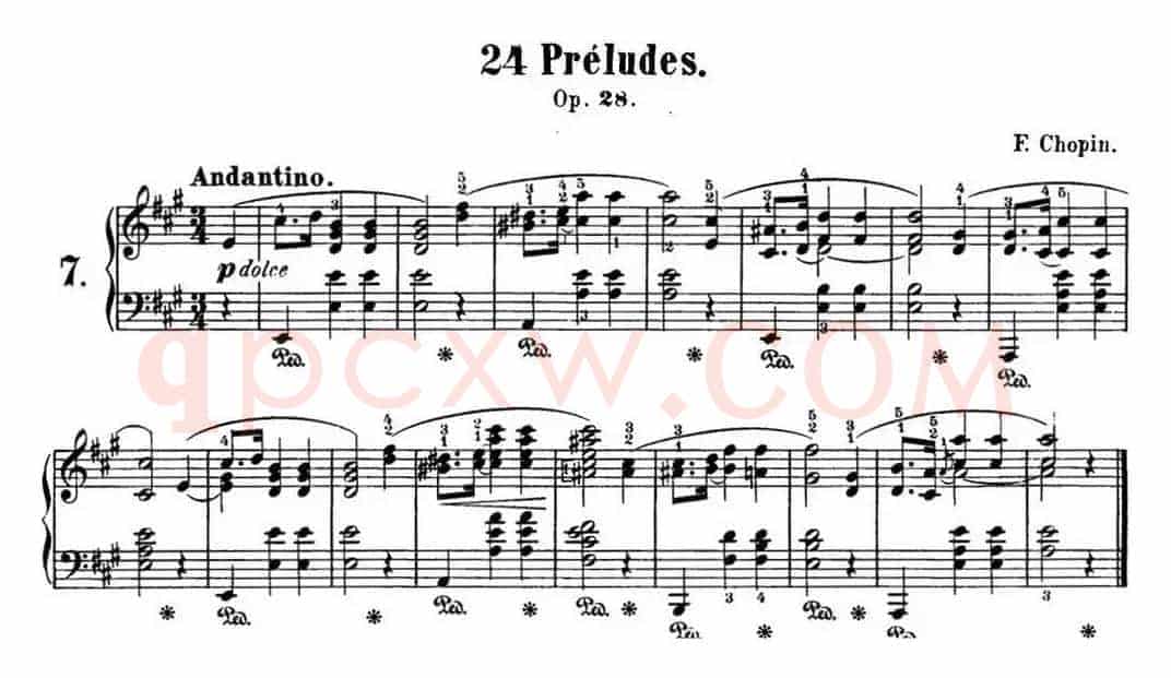 肖邦 24首钢琴前奏曲 Op.28 No.7 A大调
