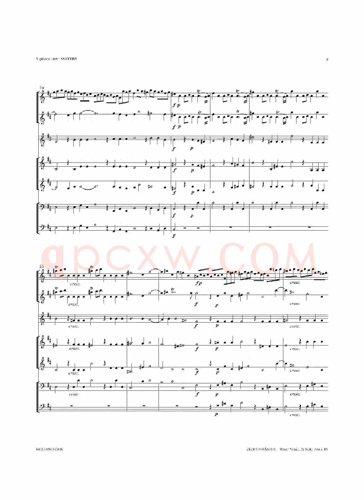 Water Music（HWV.349 No.2）（萨克斯合奏总谱）