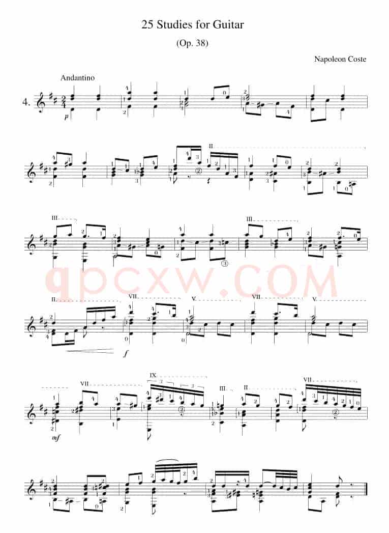 Napoleon Coste《25 Studies,Op.38》（STUDY 4）