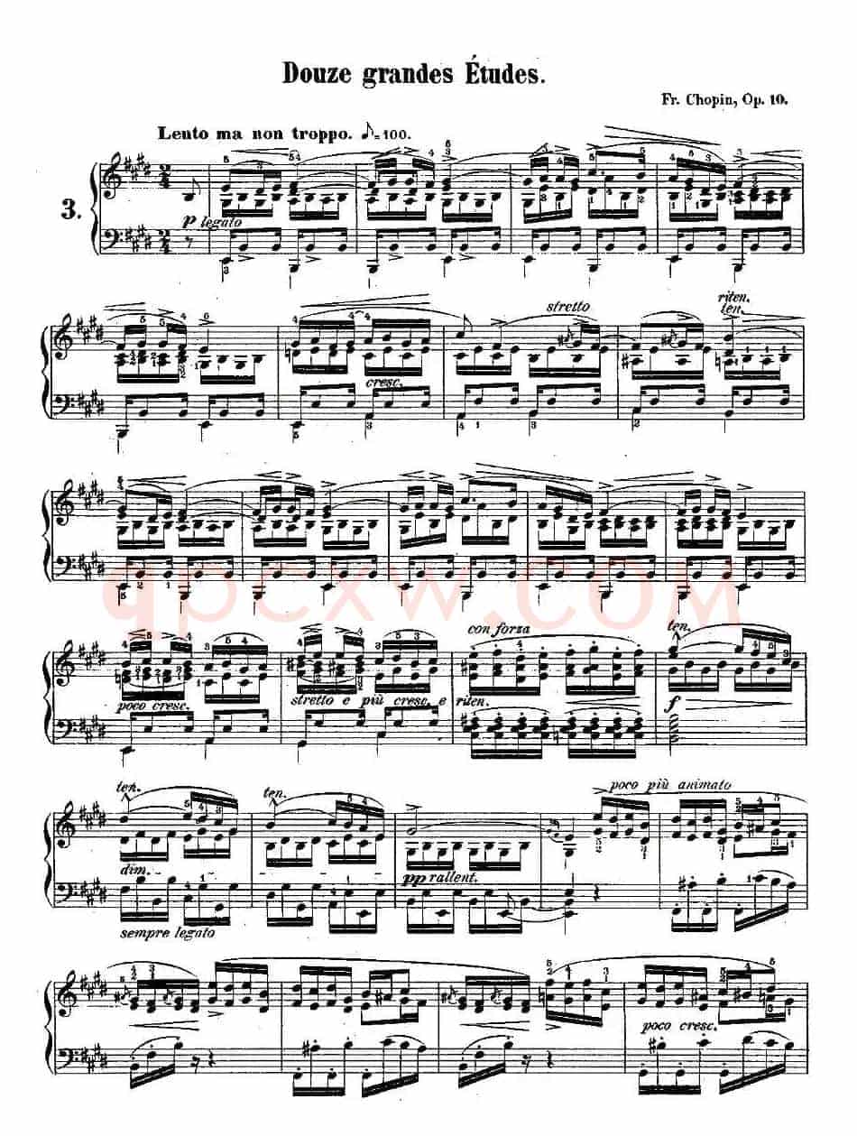 肖邦钢琴练习曲，Op.10之三